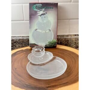 Vintage Celebrations 8" Frosted Snowman Plate/Candy Dish